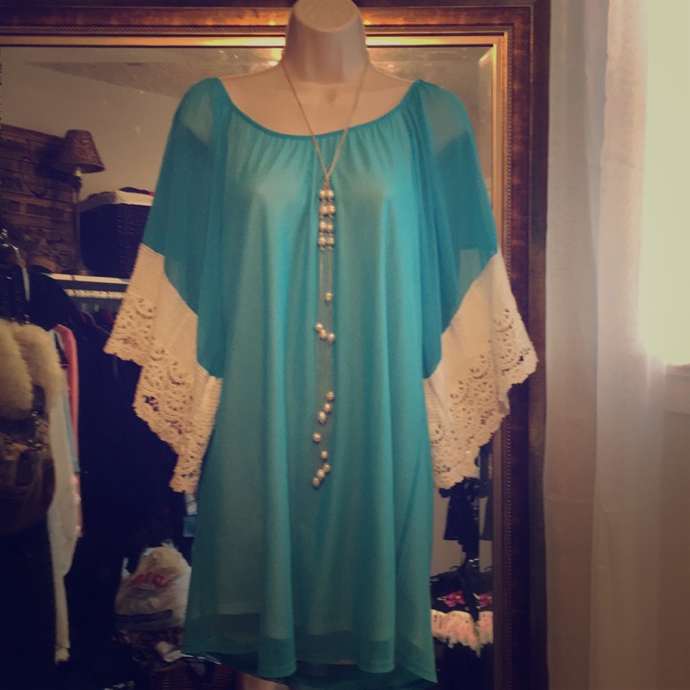 Vava by Joy Han turquoise sheer dress
